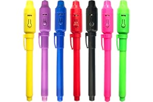 DxJ Invisible Ink Pen 7pcs Spy Pen Invisible Disappearing Ink Pen with Light Magic Spy Marker for Secret Message and Kids Par