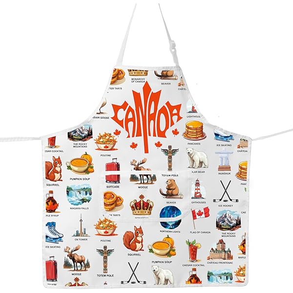 MBMSO Canada Apron - Maple Leaf & Moose Design, Waterproof With Pockets, Adjustable Neck & Waist Ties - View #9