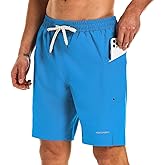 HODOSPORTS Mens Swimsuit Trunks 9" Quick Dry Swim Shorts with Compression Liner and Pockets