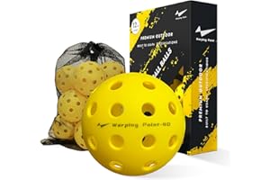 Warping Point Pickleball Balls | 26 Holes, 40 Holes | 4 Pack, 12 Pack | Meet USAPA Specifications | High Bounce Durable Practice Pickle Ball for Beginner & Intermediates | Orange, Blue, Yellow, Green
