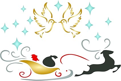 Amazon Com Papa Noel Trineo De Plantilla Reutilizable Palomas