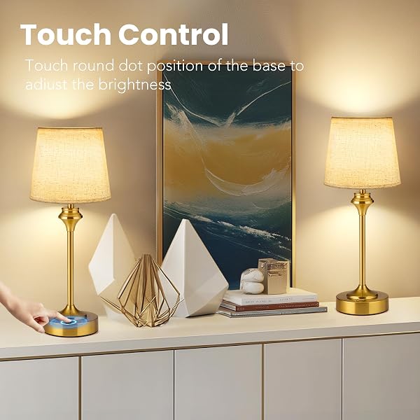 NIORSUN PORTABLES CORDLESS TABLE LAMP SET OF 2,FLAXEN FABRIC SHADE BATTERY OPERATED LAMP, BEDSIDE TABLE LAMP WITH WARM WHITE,3 WAY DIMMABLE TOUCH DESK LAMP FOR BEDROOM LIVING ROOM RESTAURANT (GOLD)