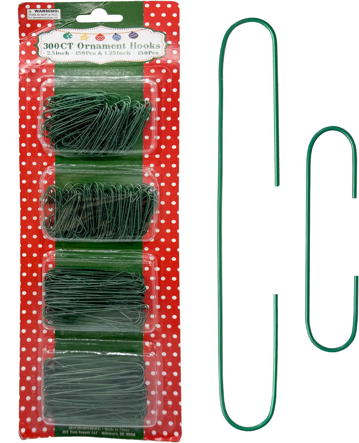 Photo 1 of 300 Count Holiday Ornament Hooks Green