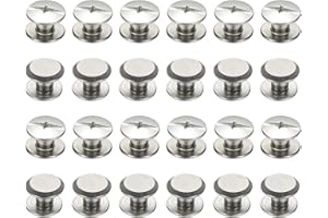 PATIKIL 24 Sets Chicago Screws, 4x4mm(DxH) Chicago Screws Phillips Binding Post Screw Bolts Leather Rivets 304 Stainless Steel Fasteners for Leather Belt Scrapbook Photo Albums, Silver
