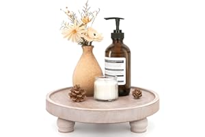 EOSAHR Farmhouse Wood Riser for Display : Decorative Pedestal Stand for Kitchen Counter and Home Decor - Elegant Round Waterp