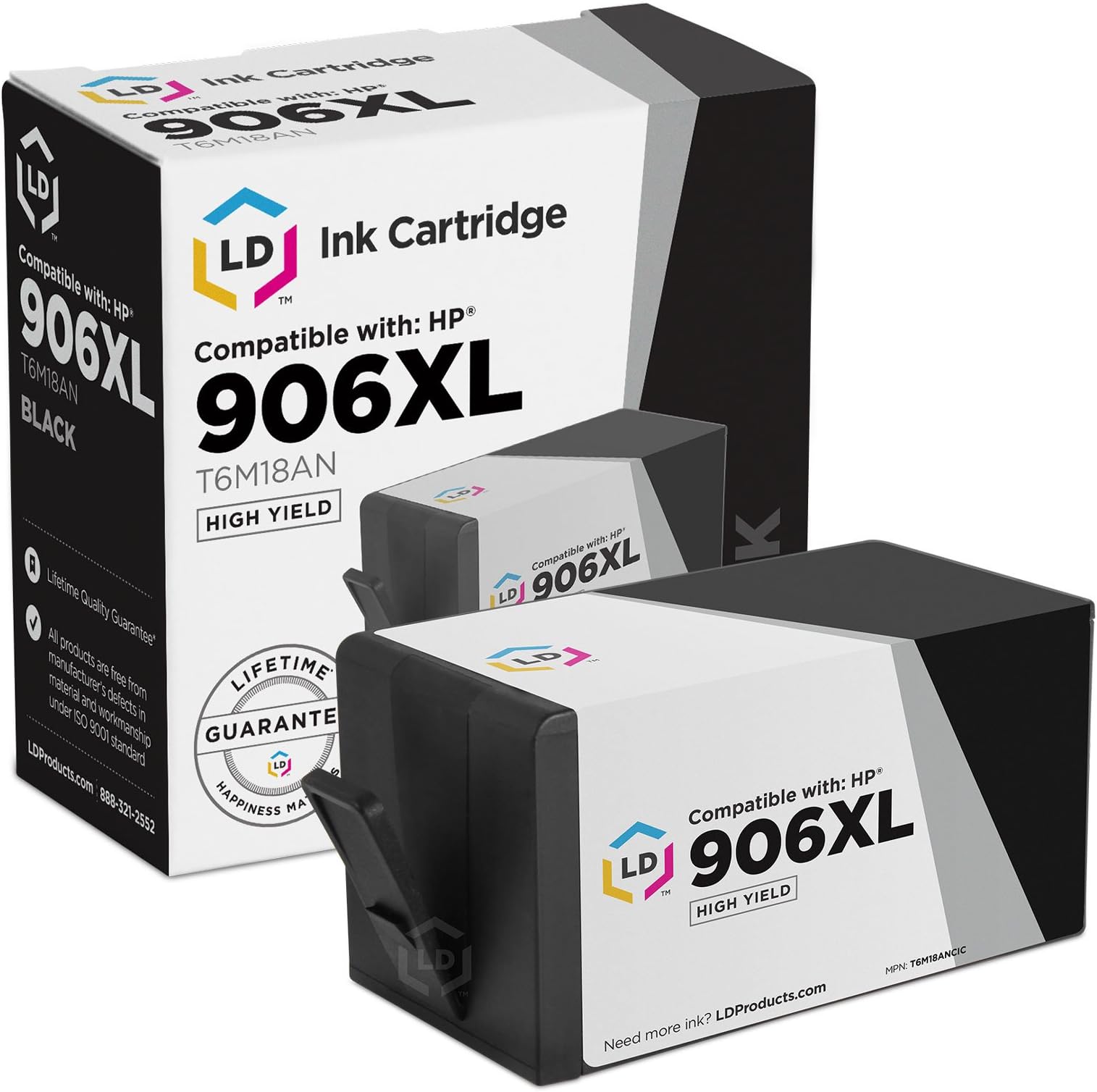 LD Products Compatible Ink Cartridge Replacement for HP 906XL 906 XL T6M18AN 902XL 902 XL High Yield Ink Cartridge (Black, Single-Pack) for OfficeJet Pro 6962 6963 6964 6966 6978 6970 6979 6974