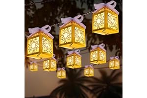 LCZNXJJY 15 Pcs Sun Lanterns Centerpieces for Table Decorations, Princess Birthday Decorations Paper Boxes with Ribbon, Hollo