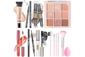 YBUETE Makeup Set Kit for Women Girls Teens, Makeup Present Set, Includes 9 Color Eyeshadow, Counter Stick, Foundation, Eyebrow Pencil, Eyeliner, Mascara, Lip Gloss, 5Pcs Brushes, Sponge