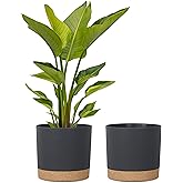 kubvici Plant Pots for Indoor Plants, 2 Pack 12 Inch Pots for Plants, Lightweight Large Planters for Indoor Outdoor, Big Plastic Black Pot Flower Pot with Drainage (12” Black)