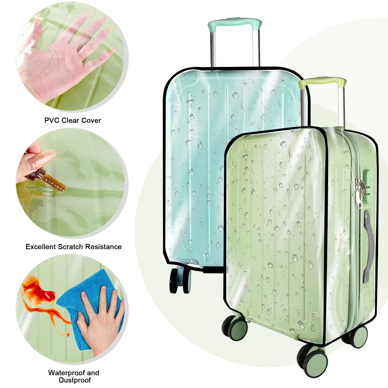 3 Pieces Thicken Clear Luggage Cover Protector, 20