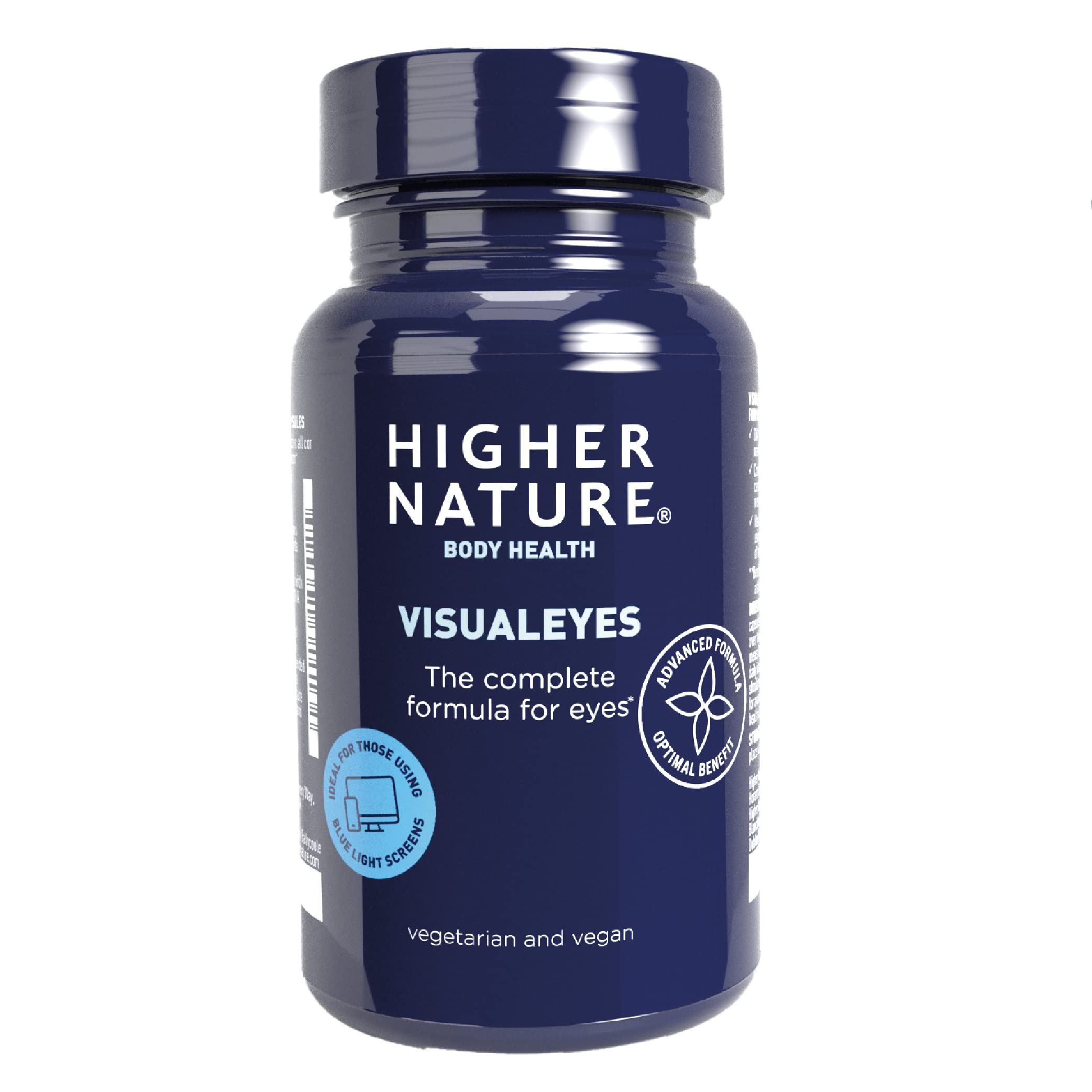 Higher Nature - VisualEyes - Supports Vision - Lutein, Zeaxanthin, Bilberry & Essential Vitamins - 10 Active Ingredients - Vegan - 90 Capsules