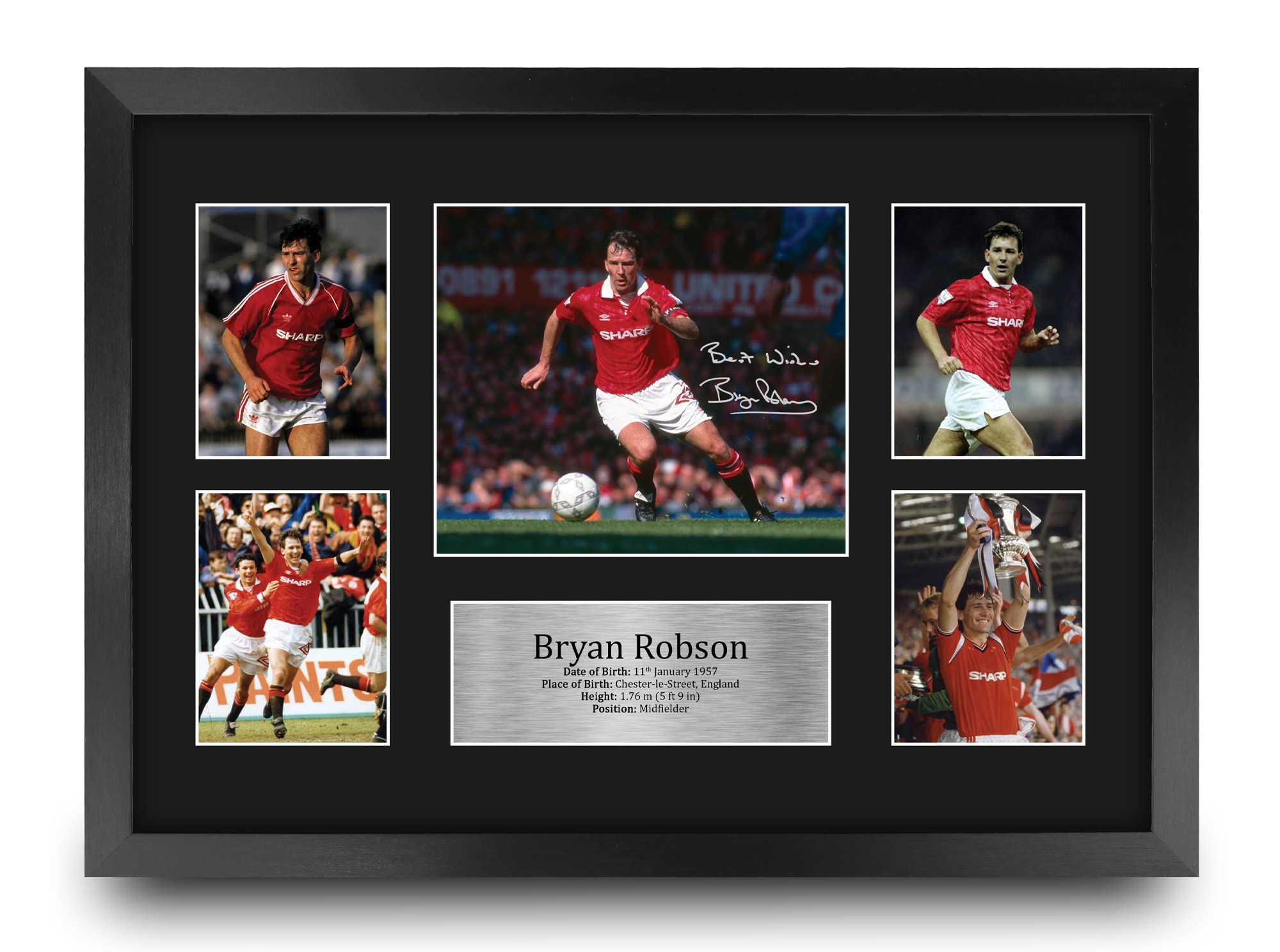 HWC Trading FR A3 Bryan Robson Gifts Printed Signed Autograph Picture for Football Fans and Supporters - A3 Framed