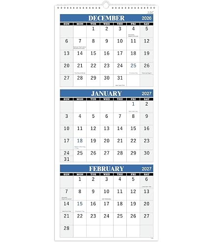 Amazon.com: 2026 Wall Calendar - 3 Month Calendar 2026 Vertical