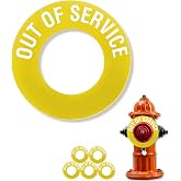 HydraFinder 'Out of Service'' Ring for 2.5'' &amp; 4.5'' Fire Hydrant Port, 5 Pack, PVC, White Label Text, (4.5'', Yellow)
