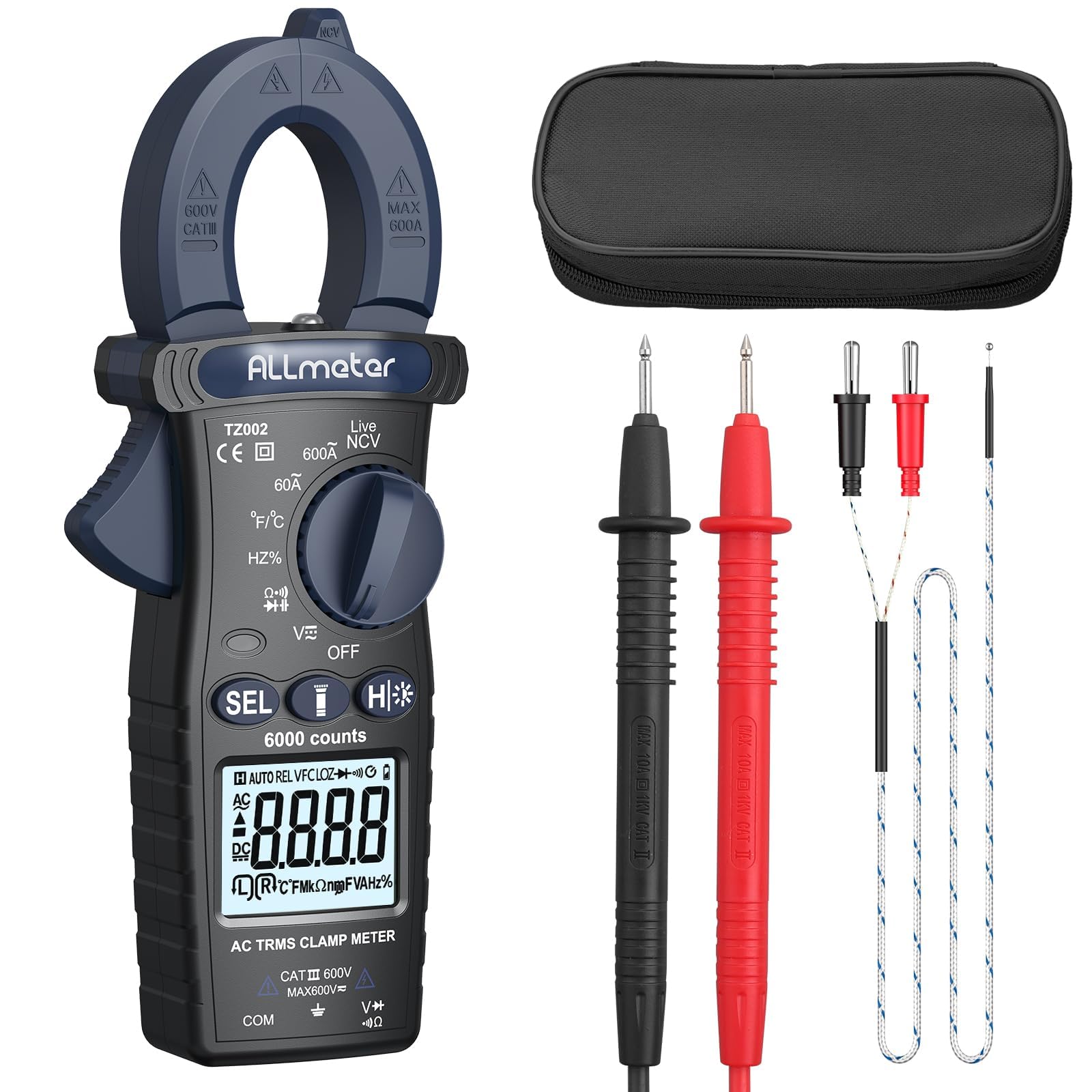 ALLmeter Digital Clamp Meter Multimeter Tester 6000