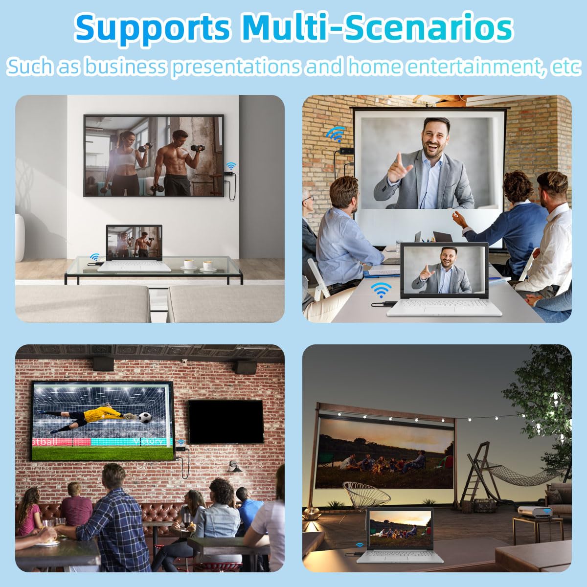 DOBVDLA Wireless HDMI Transmitter and Receiver 100ft/30m, 4K Decode 1080P Output Mini Wireless HDMI 2.4G/5G Plug&Play Portable for Streaming Video and Audio to Monitor from Laptop/TV Box