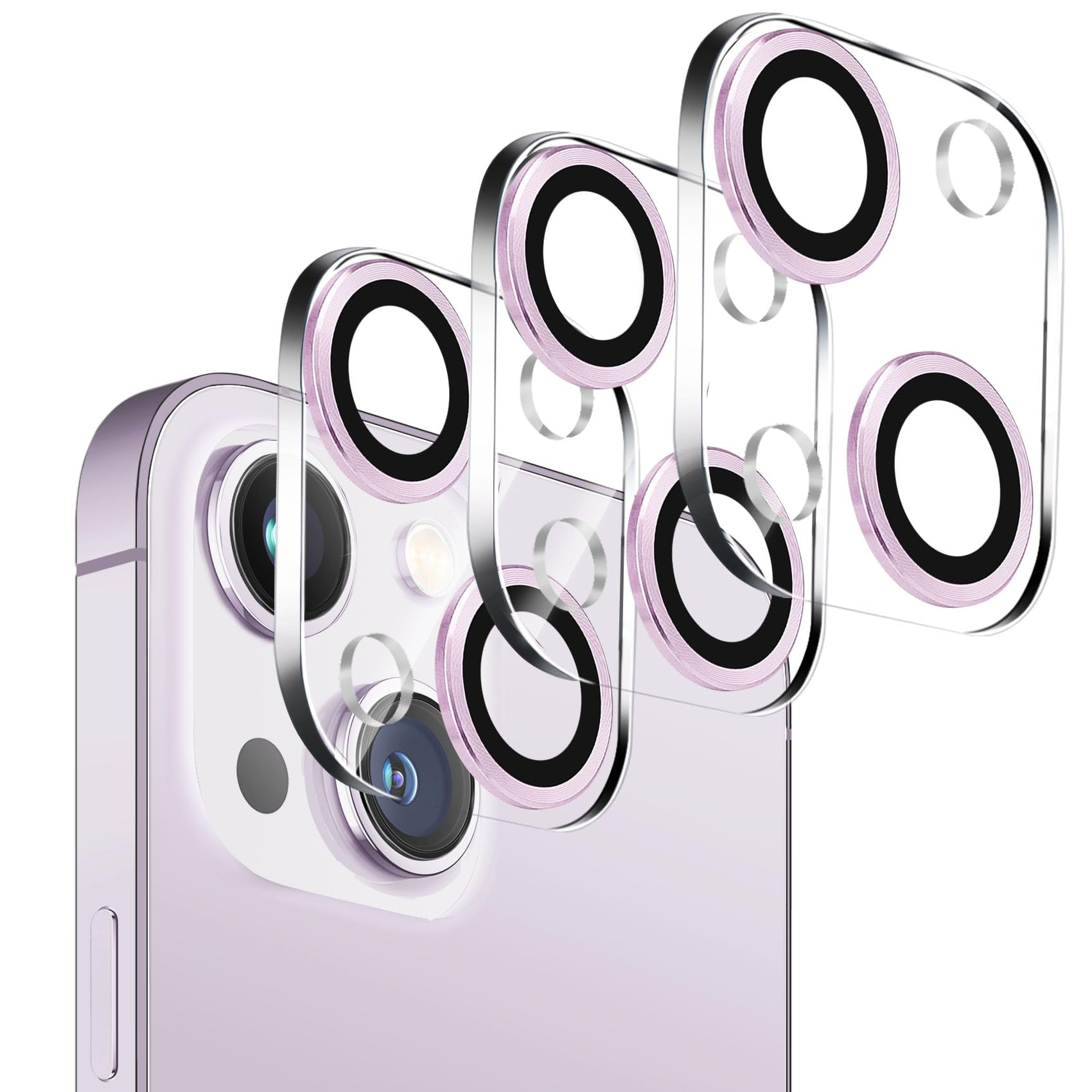 Photo 1 of Dengduoduo 3 Pack Tempered Glass Camera Lens Protector for iPhone 14 6.1" & iPhone 14 Plus 6.7", Ultra HD, 9H Hardness, Anti-Scratch, Case Friendly, Easy to Install [No Affect on Night Shots]