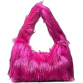 SHENHE Women's Fuzzy Faux Fur Crescent Shoulder Bag Plush Purse Underarm Handbag Hobo Tote