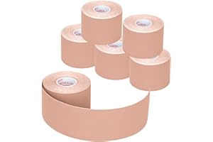 Kinesiology Tape - 6 Rolls Set, Lychee Elastic Therapeutic Sports Tape for Shoulder, Knee, Elbow Pain Relief, Latex Free, Wat