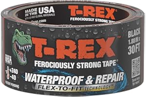 T-Rex Flexible Waterproof Tape - Heavy Duty Adhesive Waterproofing Tape for Repair, Leaks, Roof Patches - Extreme Weather & UV Resistance - Black, 1.88" x 30 ft. (Pack of 1)