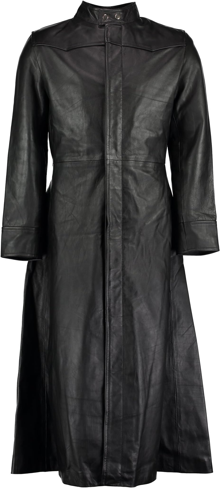 Gallanto Neo Matrix Black Gothic Style Men's Long Trench Leather Coat