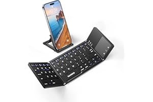 Samsers Foldable Bluetooth Keyboard with Touchpad - Portable Wireless Keyboard with Holder, Recharge...