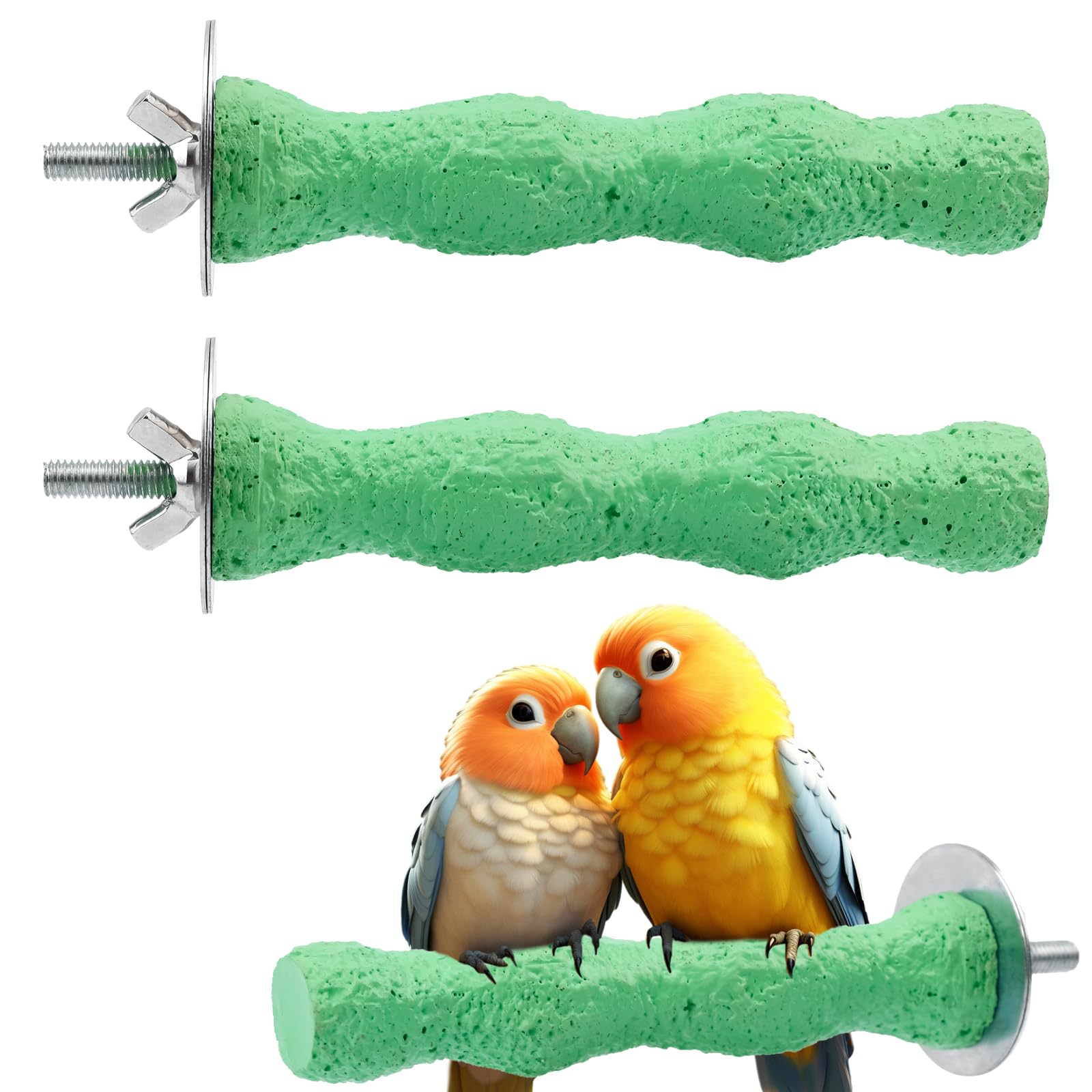 Photo 1 of 2pcs Bird Beak Grinding Stone, Anti-Slip Parakeet Nail Trimming Stick Resin Beak Grinder Stone Perches Washable Claw Trimmer Stand for Parrot Budgie Cockatiel Cage Accessories