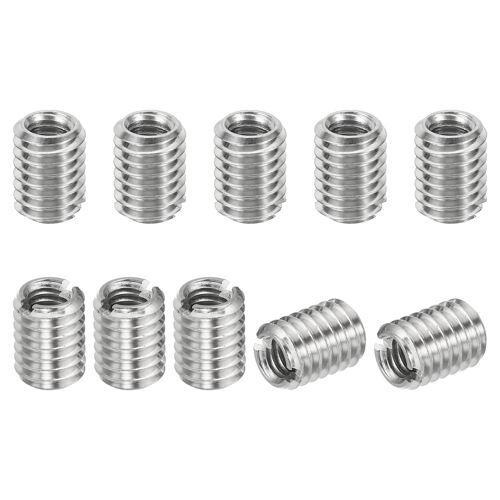 PATIKIL Thread Adapters Sleeve Reducing Nut, 10 Pcs M6*1 Male to M4*0.7 Female Repairing Insert Nut Screw Reducer Conversion Stainless Steel Fastener 8mm — image 1
