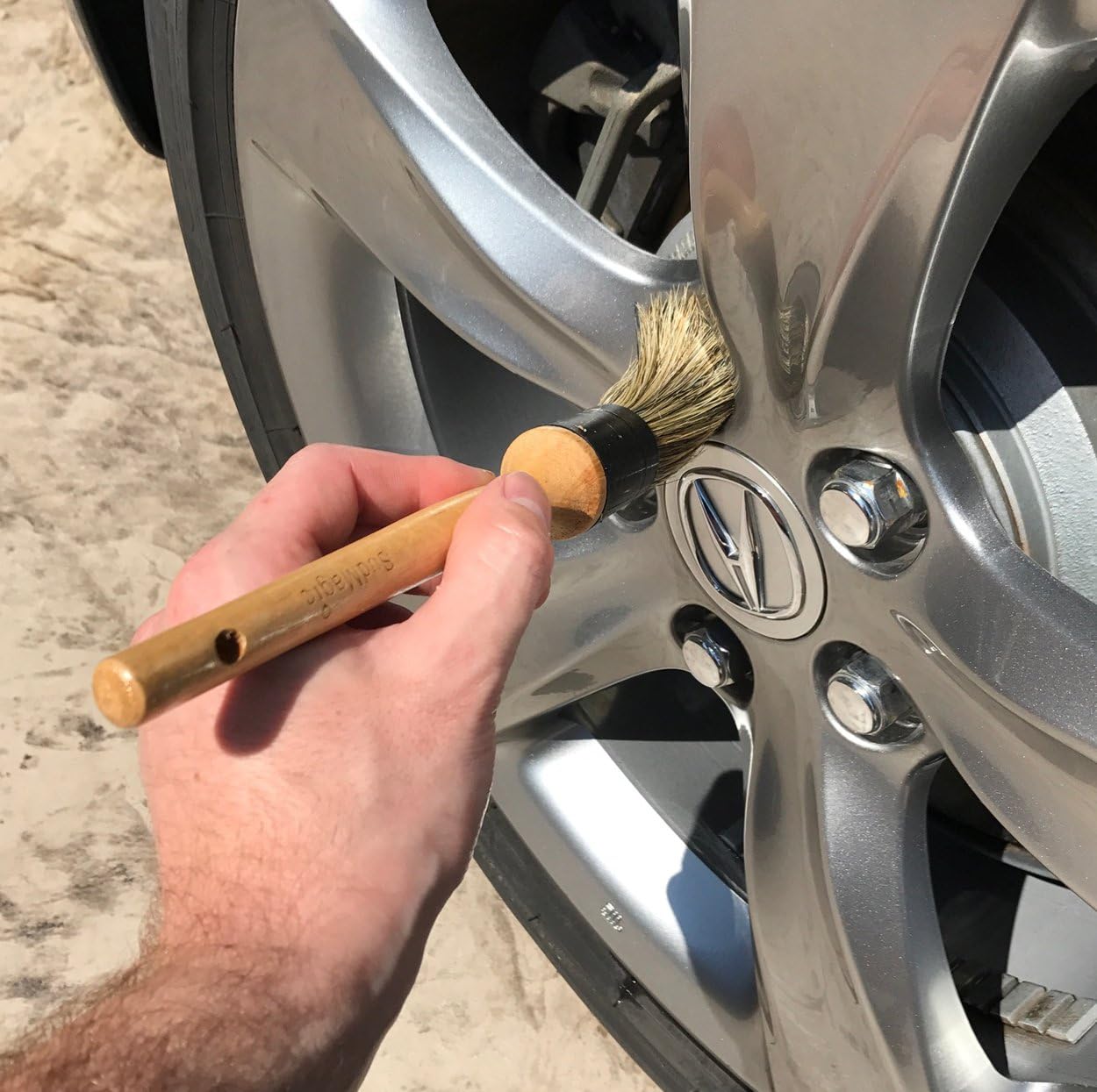 SudMagic Boar Hair Car Detailing Brushes - Detail Brush 4 Piece Set for Cleaning Automotive Wheels, Rims, Interior and Exterior: Automotive