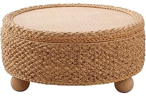 Round Floor Tables with Hide Storage Rattan Tea Table Small Coffee Tables Meditation Tables for Bay Windows Lightweight(60cm)
