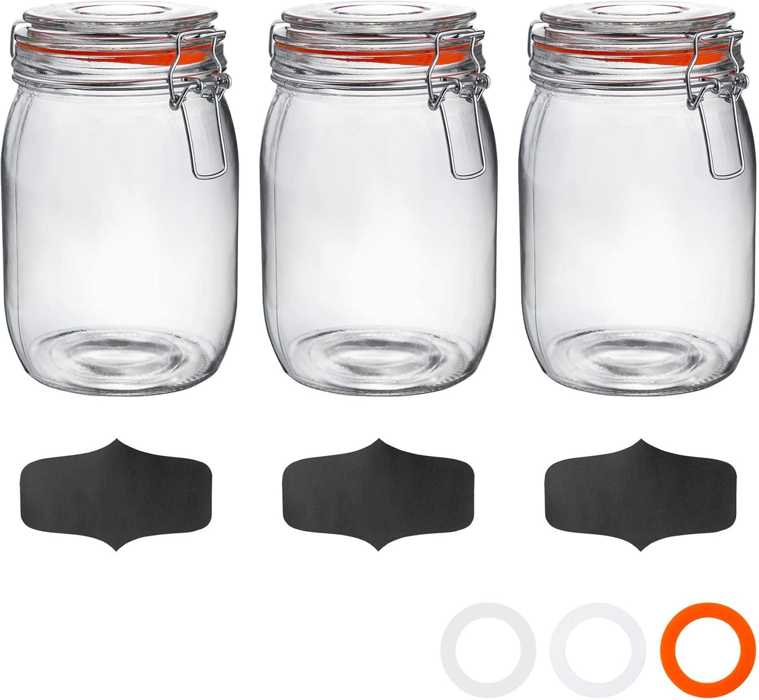 Argon Tableware Glass Storage Jars with Airtight Clip Lid and