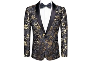 Hi-Tie Stylish Men Suit Jacket Blazer Shawl Lapel One Button Slim Fit Long Sleeve Jacket Tuxedo Party Dinner