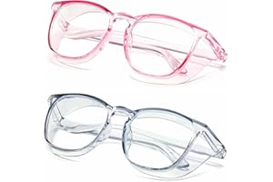 Alsenor Safety Glasses Anti Fog Goggles Protective Eyewear Blue Light Blocking Anti Dust UV Protection Glasses For Men Women (2 Pack(purple+Blue))