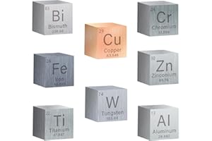 REELANX 8 Pcs Element Cube Set 0.39 Inches(10mm),Density Cube Set for a Periodic Table of Elements Collection -Copper Iron Zinc Titanium Aluminum Bismuth Tungsten Chromium. 0.39 in Pure Tungsten Cube