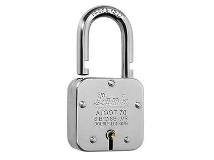 Smart Shophar Link Brass Lever Steel Padlock Atoot 70 mm Hardened Shackle 3 Keys