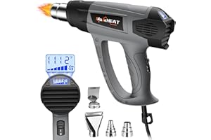 Heat Gun, MAXXHEAT 2000W Hot Air Gun Kit with Large LCD Digital Display, 140-1112℉ (60-600℃) Variable Tempe Control with 4 Nozzles for Crafts/Shrink Tubing/Wrapping