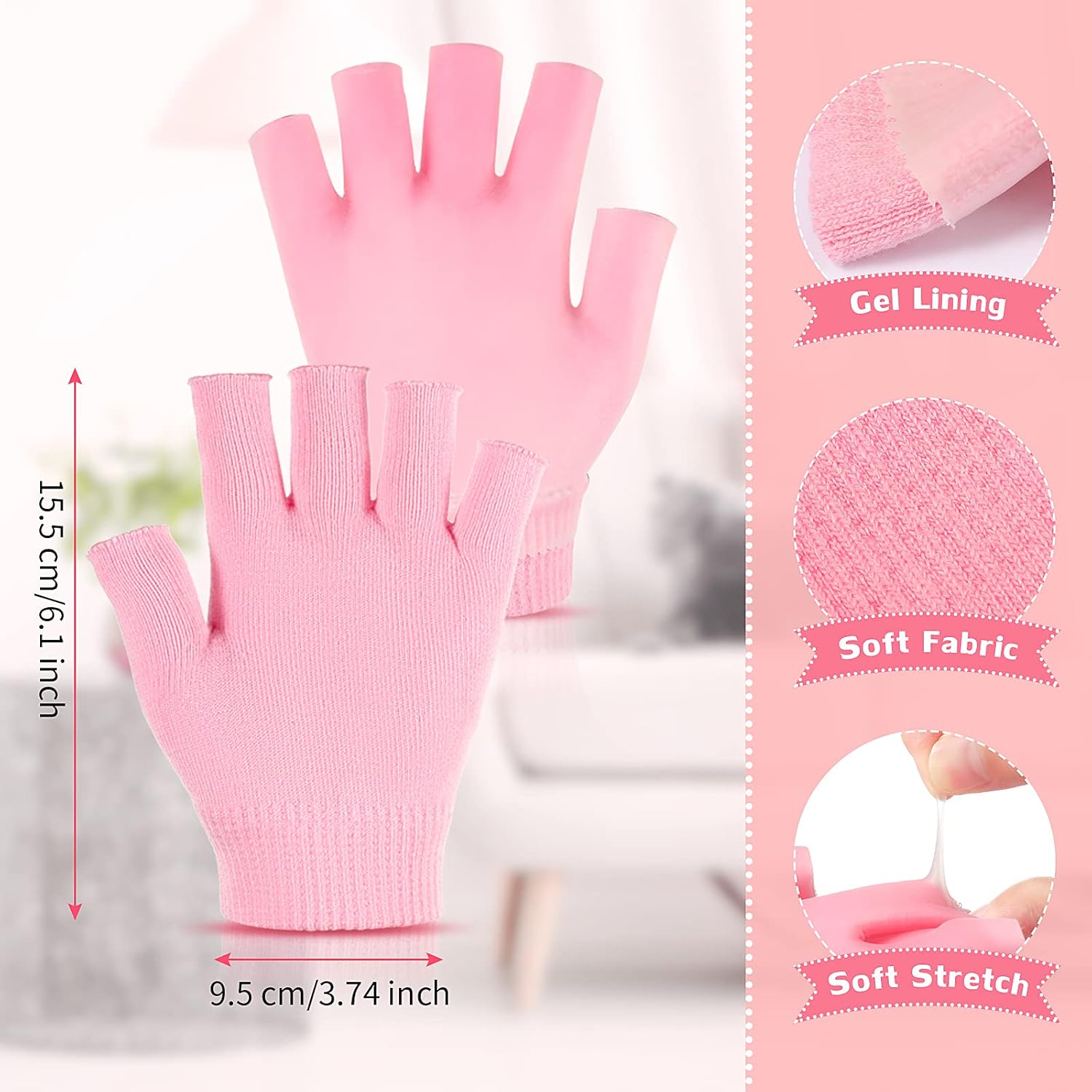5 Pairs Moisturizing Gloves Fingerless Moisturizing Gloves Soft Moisturizing Gel Gloves for Dry Rough and Cracked Hands, Gel Spa Gloves Gel Lining Gloves for Softening Dry Cracked Hand Skin : Beauty