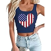 American Flag Crop Tank Tops Women Patriotic 4th of July USA Flag Sleeveless T Shirt Summer Tee Tops