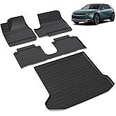 VOUKIY All Weather Car Floor Mats & Cargo Liner Set Fit for Hyundai Ioniq 5 Movable Console 2022-2024 (Limited Models) Floor Liners Trunk Liner Ioniq 5 Limited Cargo Mat Accessories Black