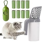 Wmzjnljy Cat Litter Scoop with 120 Count Refill Bags Large Capacity Cat Scooper Portable Litter Shovel Bag Dispensing Poop Sc