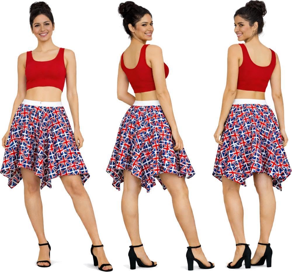 The Dragons Den Adults Union Jack Flag Handkerchief Skirt United Kingdom Great Britain Supporters Fancy Dress [L-XL]