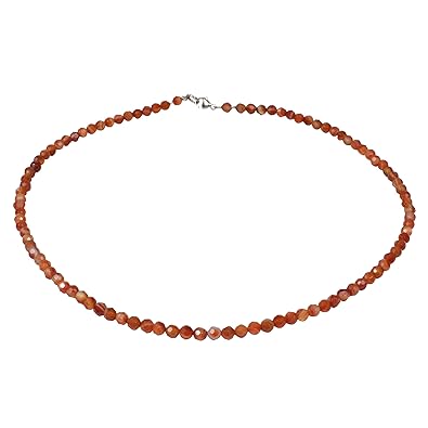 Edelsteinkette Karneol facettiert, ca. Ø 4.5 mm, Damen, ca. 41 cm, 925oo Si Schloß