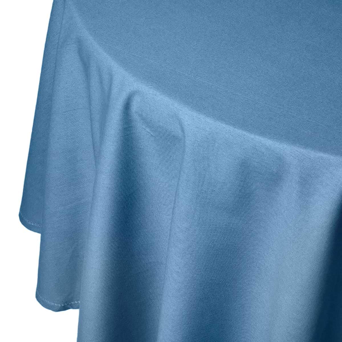 HOMESCAPES Blue Table Cloth, Plain Cotton Round Tablecloth, Handcrafted & Durable Dining Table Cover with Hem Stitch, Hypoallergenic, Washable, Air Force Blue - 178cm