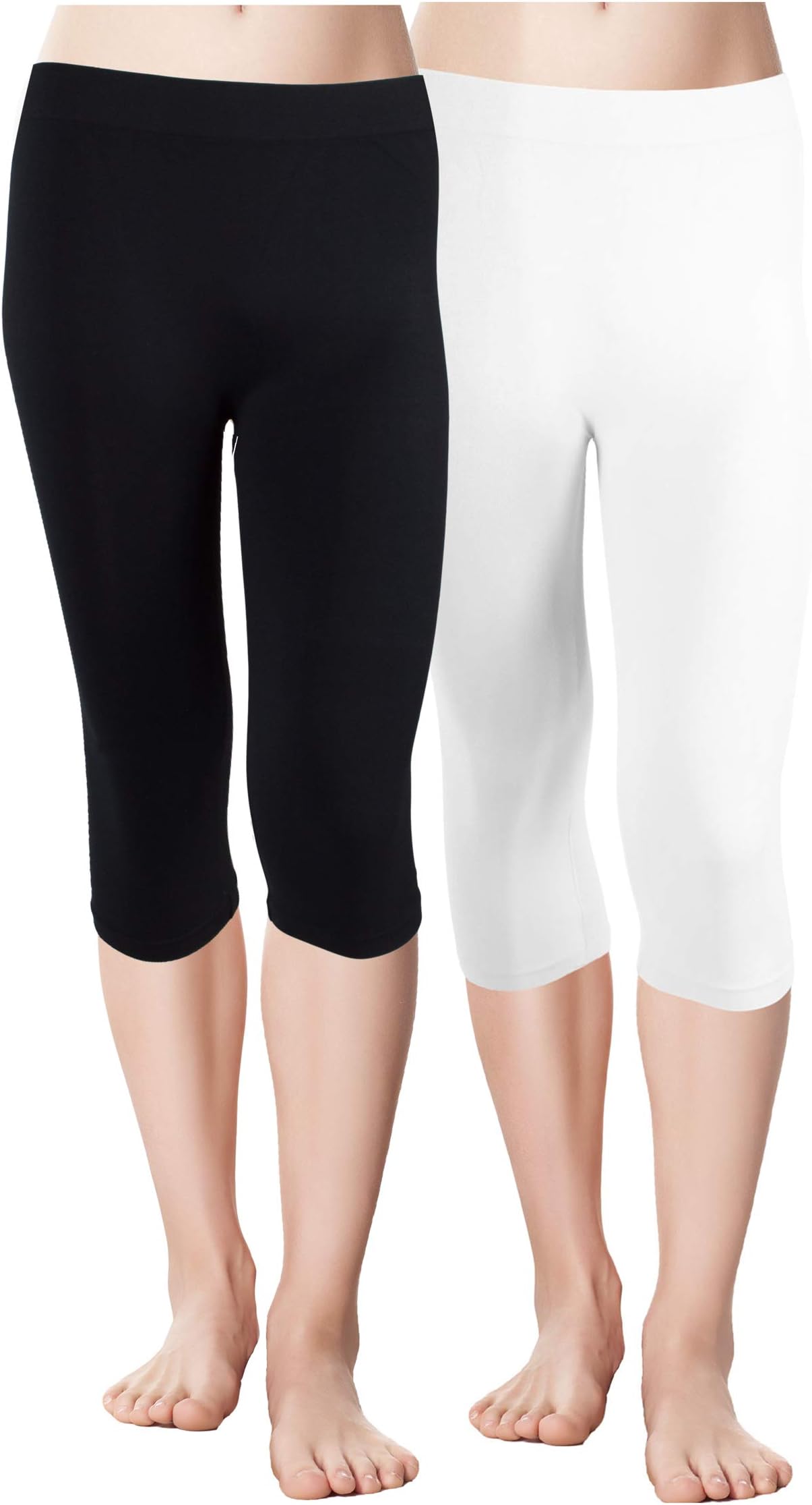 Red Bene Women's Microfiber Seamless Capri Leggings