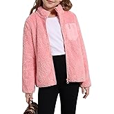 Patgoal Girls Fleece Jacket Zip Up Outerwear Warm Fuzzy Fall Winter Coat with Pocket for Kid Ages 5-14