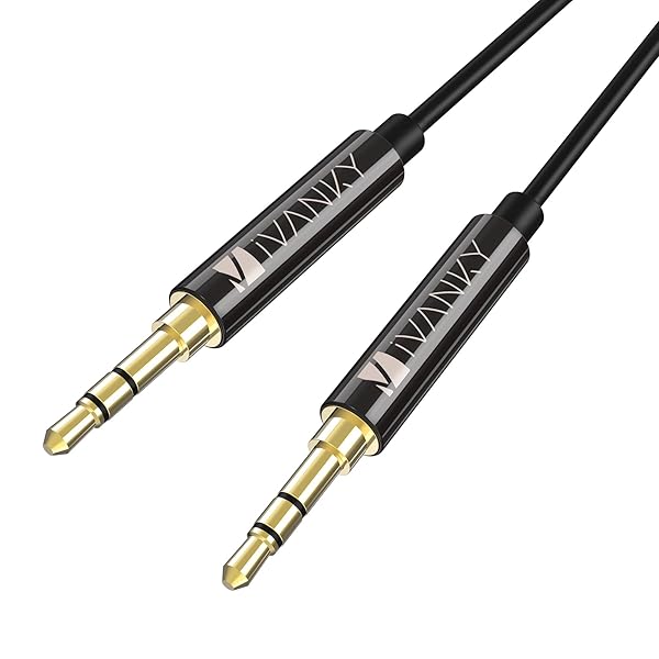 Long AUX Cable [8ft/2.4M - Copper Shell, Hi-Fi Sound Quality] - iVanky 3.5mm Male to Male Audio Cable / Auxiliary Cable / Aux Cord for Car Stereos, iPod, iPhone, Sony Series, Beats and More - Black