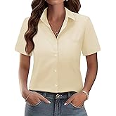 siliteelon Women Button Down Shirts Short Sleeve Button up Women,Stain Resistant Dress Shirts with Pocket fit Work Blouse