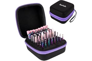 Lavinda Nail Drill Bits Holder, Dustproof Displayer Organizer Container, 64 Holes Nail Bits Container Box Case with High Density Foam to Avoid Slipping & Scratches,Purple (Drill Bits Not Included)