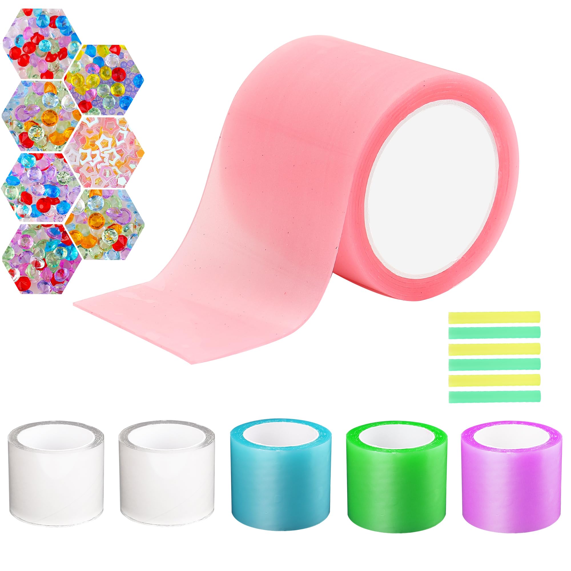 Nano Tape for Bubble Kit 6pcs Colorful Double Sided Elastic Tape for Making Crafts