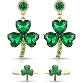 St Patricks Day Accessories for Women Shamrock Earrings Studs and Hair Clips Set St Patricks Day Earrings Irish Lucky Green Heart Four Leaf Clover Earring Decorations Good Luck Jewelry Gift